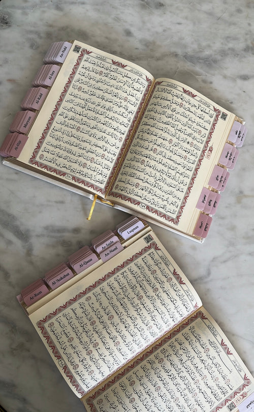 Coran avec onglets Sourate - Blanc et Rose (ARABE)
