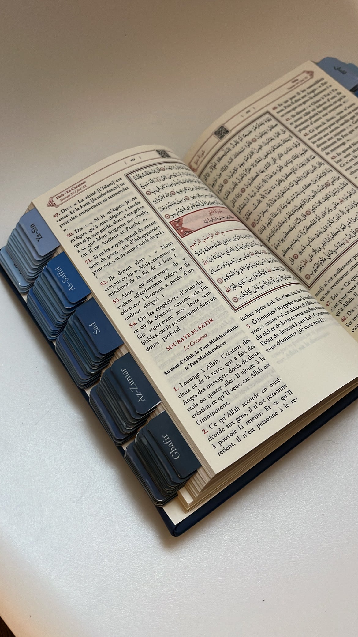 Coran avec onglets Sourate - Bleu Nuit