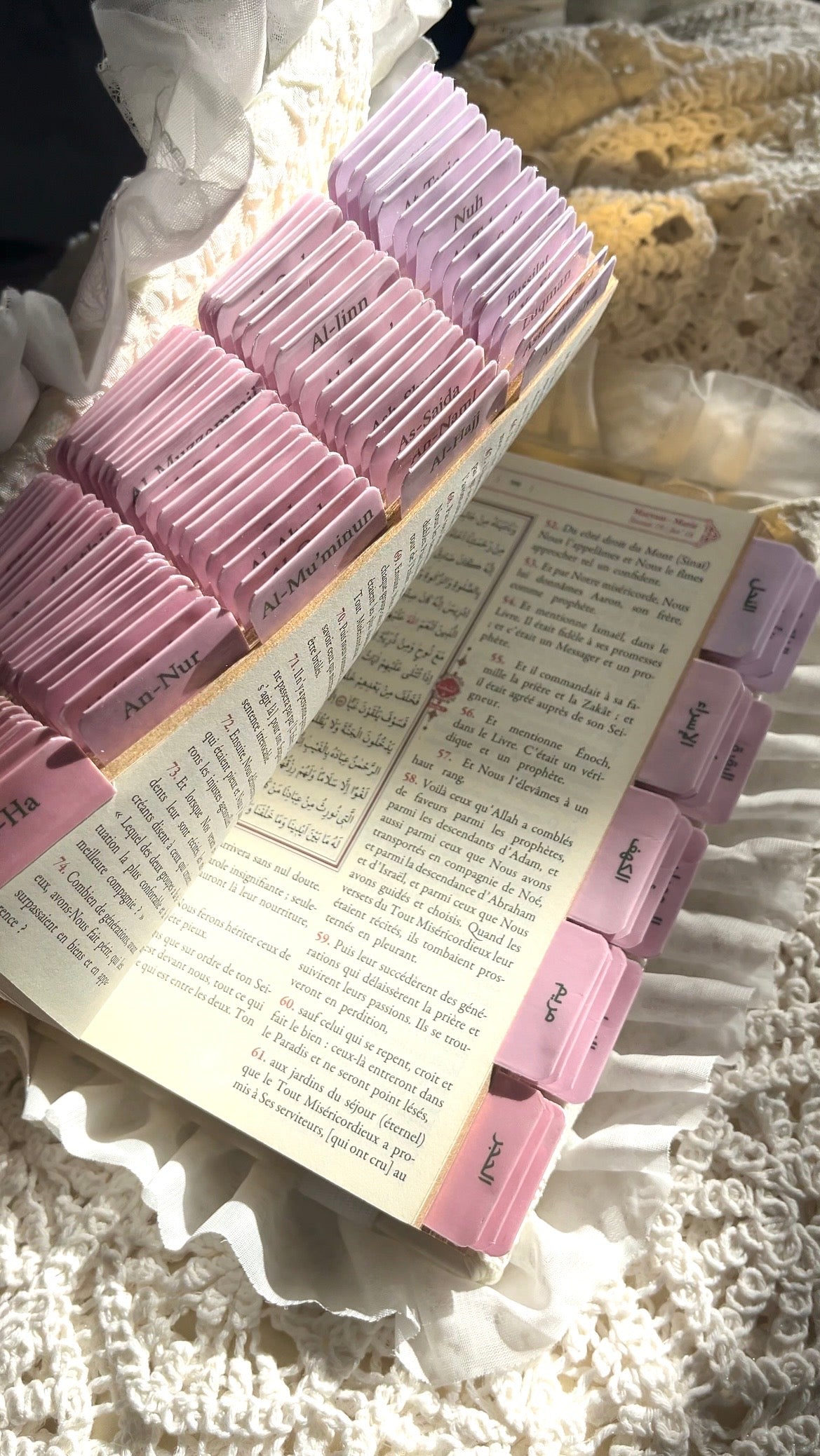 Coran avec onglets Sourate + protège Coran (FR/ARABE)
