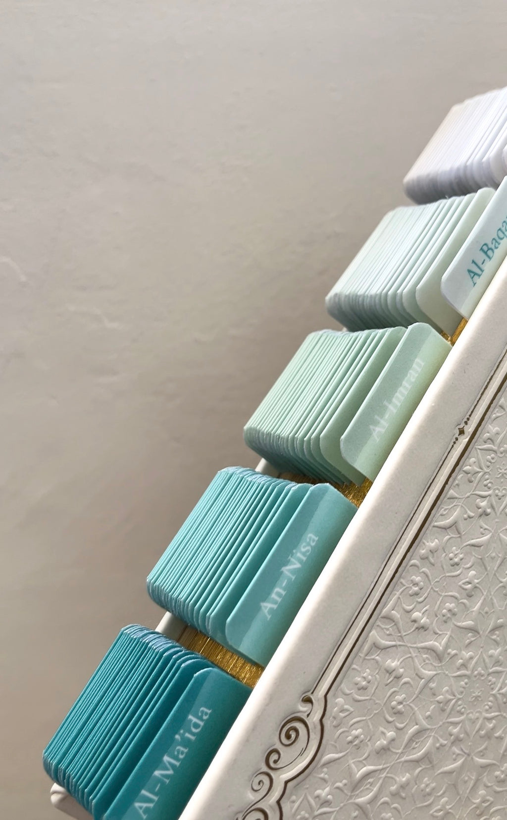 Coran avec onglets Sourate - Blanc et Turquoise (FR)