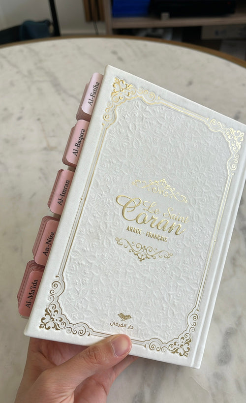 Coran avec onglets Sourate - Blanc et Rose (FR)