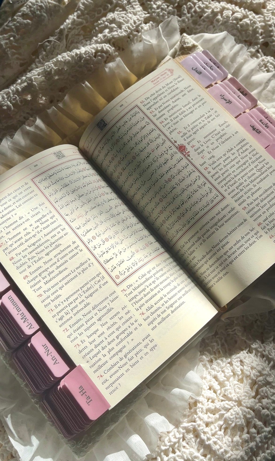 Coran avec onglets Sourate + protège Coran (FR/ARABE)