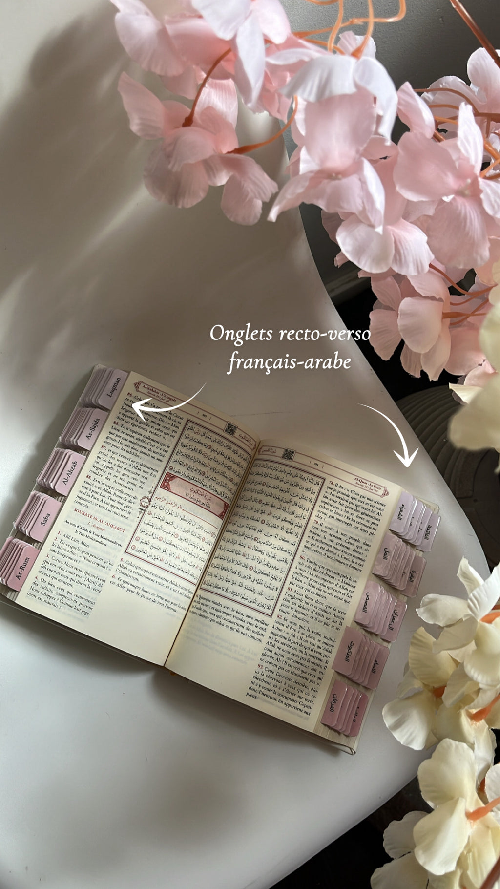 Coran avec onglets Sourate - Rose