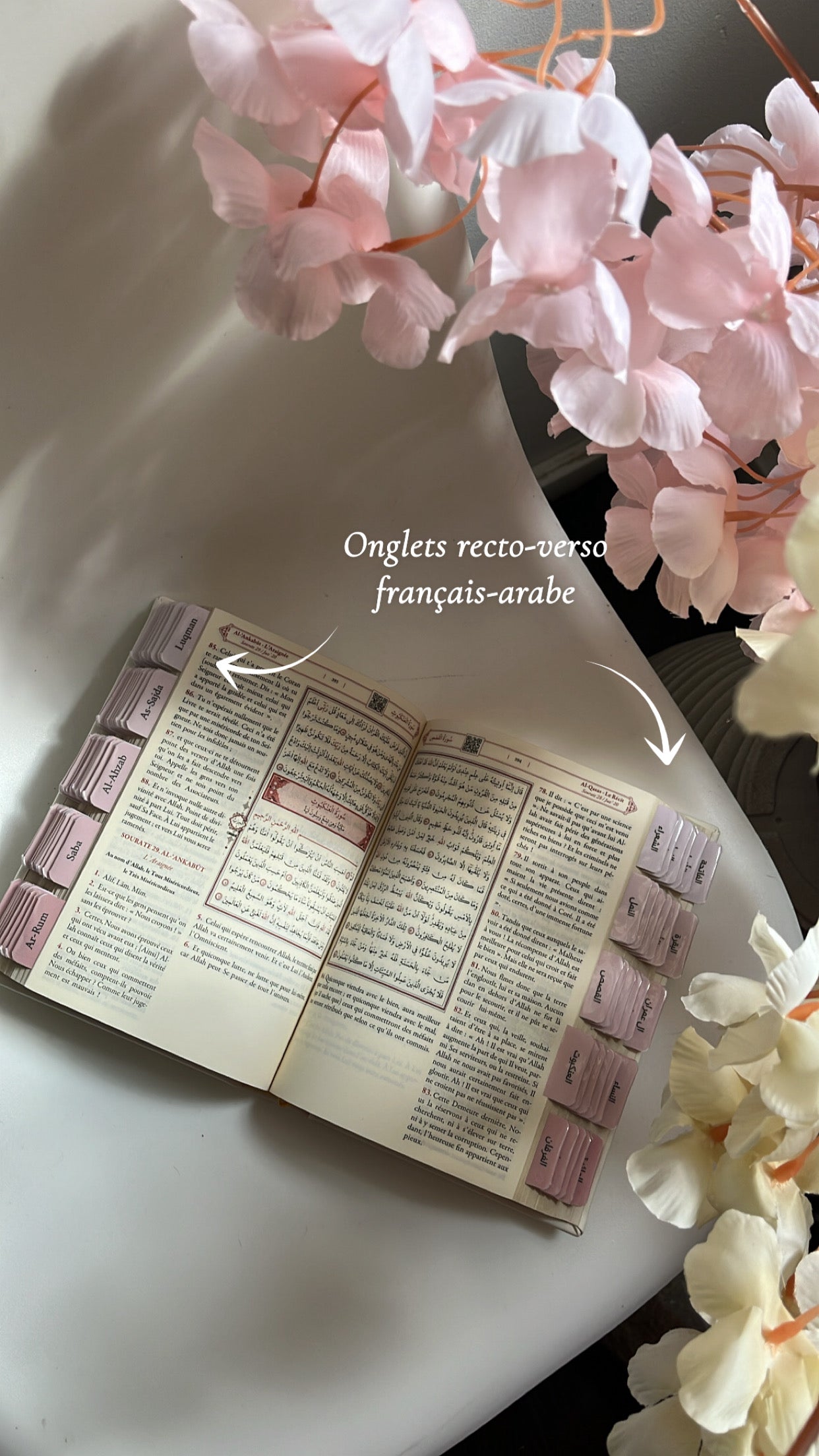 Coran avec onglets Sourate - Rose