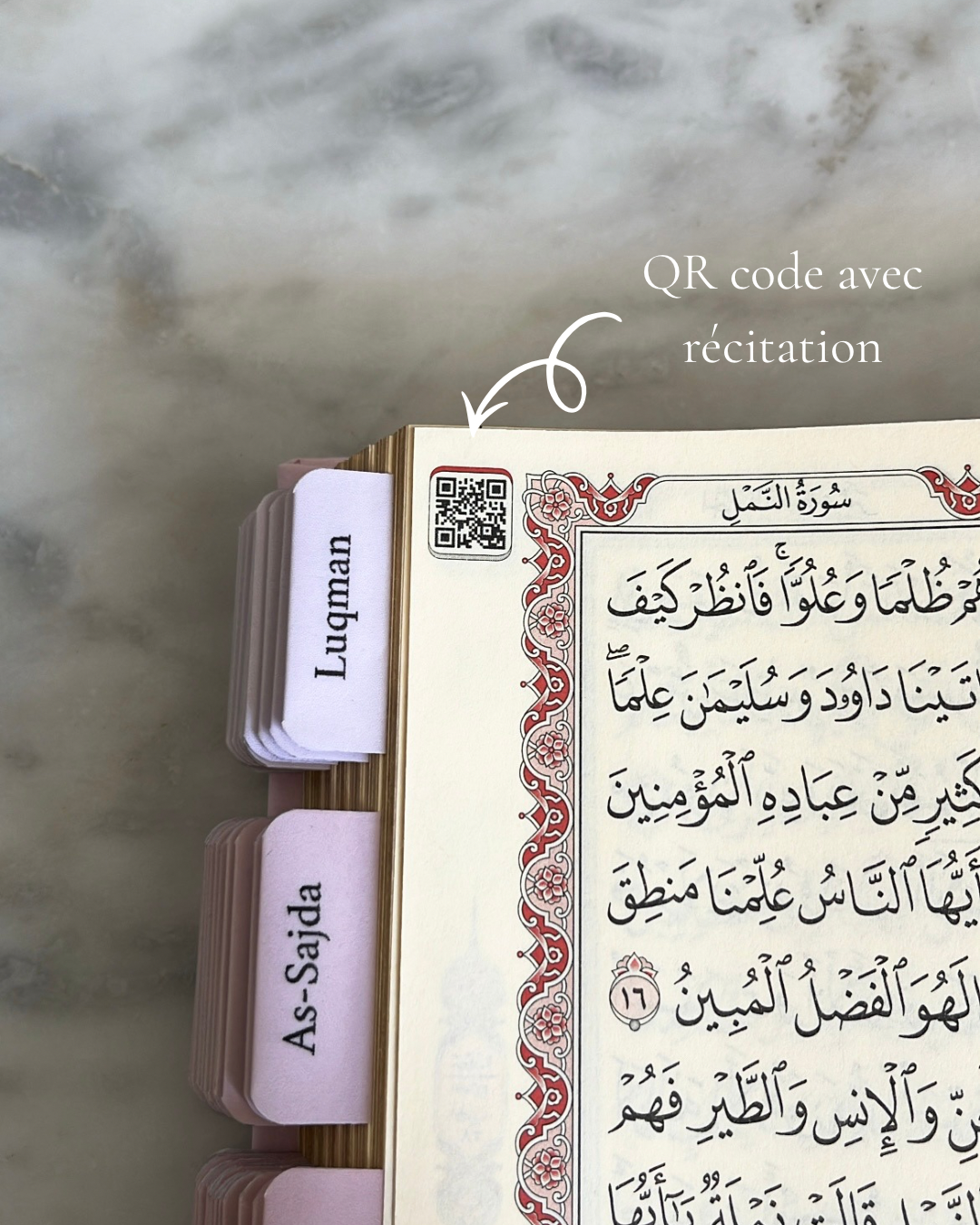 Coran avec onglets Sourate - Blanc et Rose (ARABE)